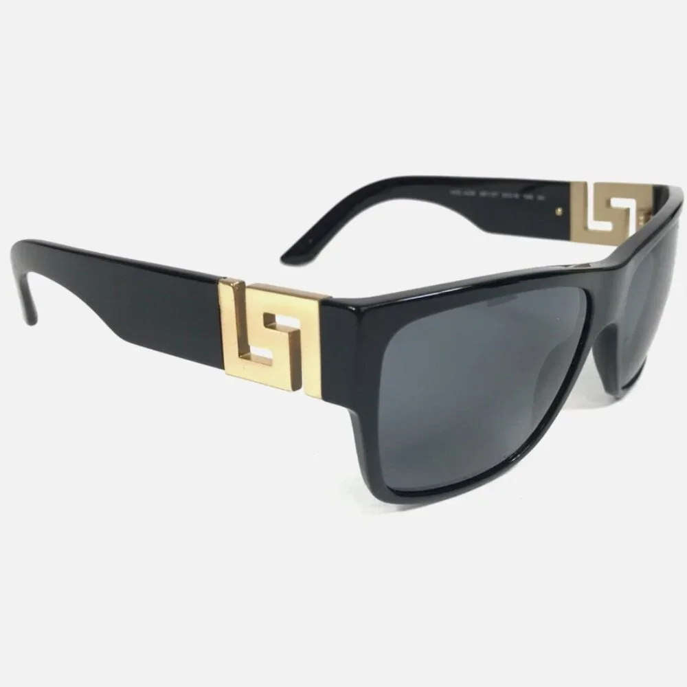Versace Men's 59mm Black Gold Square Dark Lens Sunglasses